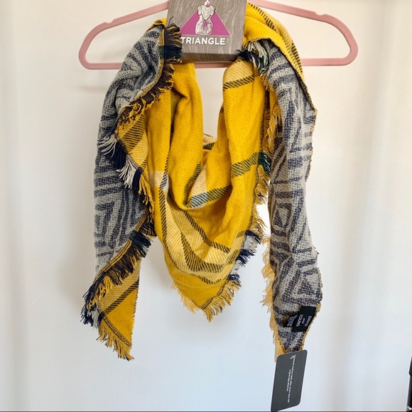 Reversible Scarf Mustard Plaid Scarf - Picture 5 of 7